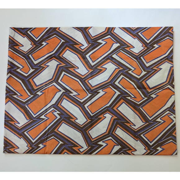 Vintage 70's Pillowcase, Funky Orange Purple & White Pattern, 1970's Bedding - Picture 7 of 10